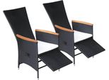 Vidaxl Sedie A Sdraio Da Giardino 2 Pezzi Con Cuscini In Poly Rattan Nero