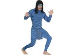 Animal Adventure Wildcat Blu Look Costume Suit Fantasy Tiger Carnival Party Animal Movie Inspire Striped Design Costume Top Full Body Suit Fun Costume Events, Taglia: 48 - 50 (M) Colore: Blu