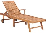 Lettino Prendisole Con Cuscino Taupe In Teak Massiccio