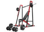 Marbo Sport Set MH24_156KG_KIER | Panca Pesi Regolabile + Rack Per Bilancieri MH-S204 + Set Di Barre/Piastre Pesi 113 Kg