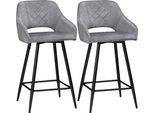 Homcom Set Di 2 Sgabelli Da Bar Sgabelli Da Bistrot Con Poggiapiedi Look Velluto Sedia Da Cucina Sgabello Da Banco Coprisedile Per Cucina Soggiorno Sala Da Pranzo Acciaio Grigio 50 X 53 X 94 Cm