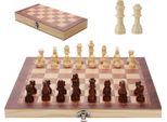 Fiqops Set Scacchi Fatto A Mano Pieghevole Gioco Scacchi Tavolo Scacchi In Legno 3 In1 29*29CM