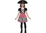 Costume Da Pirata Bucaniere Di Carnevale Abito Rosa Cappello Nero A Righe, Taglia: 128/134 Colore: Nero