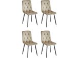 Sedia Da Pranzo Casadolce Melko, Set Di 4, Taupe, 43X54X91 Cm, Imbottita, Cuciture Decorative Su Schienale E Seduta, 120 Kg. Capacità Di Carico