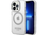 Guess Guhmp14Lhtrms Custodia Rigida Per Iphone 14 Pro 6.1 Argento/Argento Profilo In Metallo Magsafe