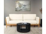Couchtisch Woodman "Drum, Breite/Tiefe/HöHe: 83/83/42 Cm", Schwarz, B:83Cm H:42Cm T:83Cm, Tische, Couchtisch, Holzfurnier Aus Eiche, SproßEn Aus Massiver Eiche, Fsc
