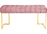 Sitzbank Kayoom "Rare 225, Edler Touch Durch Goldenes Gestell", Rosa (Altrosa), B:100Cm H:48Cm T:47Cm, Bezug: 100% Polyester (Samt) / Gestell: 100% Edelstahl, SitzbäNke, Sitzbank, Samtweich, Gesteppt, Mit ZierknöPfen, GemüTliches, Schickes Polster