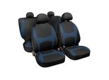 Set Coprisedili Coordinati Lampa Capri Per Sedili Auto Nero/Blu 8 Pezzi