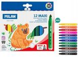 Set Di Pennarelli Maxi Milan - 12 Colori Vivaci Per Un Gioco Creativo! Ideale Per Il Disegno, La Pittura E I Progetti Creativi. Scoprite Il Vostro Potenziale Artistico!