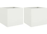 Vidaxl Fioriera 2 Pezzi Bianco 49X47X46 Cm Acciaio