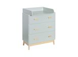 Fasciatoio Mobili Rebecca Tessen 100X80X42 Mdf Pino Verde Acqua Marrone Scandinavo Da Montare