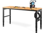 Banco Da Lavoro Regolabile In Altezza 122 X 61 X 72 - Tavola Di Serraggio 97 Cm, Banco Da Lavoro Con Portata Di 900 Kg, Banco Attrezzi Pieghevole Marrone In Acciaio Laminato A Freddo, Banco Da Lavoro Multifunzionale Per Officina