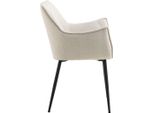 Sedia Da Pranzo Bonita Con Braccioli In Tessuto Beige.