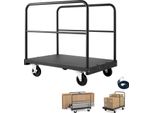 Carrello Porta Pannelli Succebuy Con Capacità Di Carico Di 816 Kg, Versatile Carrello 2 In 1 Con Ruote Girevoli A 360°, Piattaforma Di 914X610 Mm E Tre Corrimano Laterali, Ideale Per Fabbriche, Magazzini E Garage, Nero
