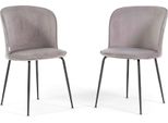Set Di 2 Sedie Da Pranzo In Velluto Con Gambe In Metallo, Design Elegante E Moderno Per Cucina, Sala Da Pranzo, Ufficio, Bar E Ristorante - Leila - Grigio