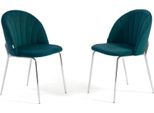 Set Di 2 Sedie Da Pranzo In Velluto Con Gambe In Metallo, Imbottite, Dal Design Elegante Per Cucina, Sala Da Pranzo, Camera Da Letto, Ufficio O Ristorante Sonia - Petrolio/Argento