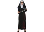 Halloween Costume Da Suora Spettrale Chiostro Fantasma Spaventoso Horror Travestimento Masquerade Magia Oscura Chiostro Donna Aspetto Demoniaco Scena Chiesa, Taglia: 42 - 44 (L) Colore: Nero