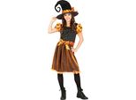 Strega Halloween Stregoneria Cappello Strega Colorato Costume Festivo Bambini Travestimento Fiaba Maga Fantasia Mondo Magico Avventura Misteriosa, Taglia: 110/116 Colore: Nero