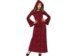 Mago Halloween Abito Rosso Nero Fiaba Medievale Regina Con Cappuccio, Taglia: 42 - 44 (L) Colore: Rosso