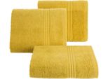 Asciugamano Da Bagno 50X90 Cm In Cotone Senape Con Bordo Decorato