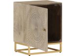 Vidaxl Comodino 40X30X50 Cm In Legno Massiccio Di Mango E Ferro