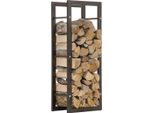 In And Outdoormatch Electa Porta Legna In Acciaio - Nero Opaco - Per Interni Ed Esterni - 25 X 60 X 100 Cm - Deposito Legna In Acciaio