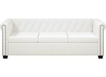 Divano Chesterfield 3 Posti In Pelle Finta Bianco