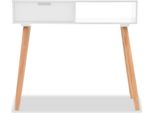 Tavolo Consolle In Legno Di Pino Massiccio 80 X 30 X 72 Cm Bianco