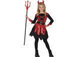 Demone Halloween Costume Fascia Vestito Nero Rosso Tridente, Taglia: 110/116 Colore: Rosso