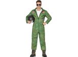 Tuta Da Pilota Per Carnevale Costume Avventura Da Aviatore Stile Mimetico, Taglia: 52 - 54 (L) Colore: Verde