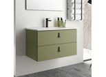 Mobile Bagno Sospeso Colore Verde Oliva 2 Cassetti Invicta 80X45X48H