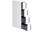 In And Outdoormatch Scaffale A Nicchia Avery - Con Rotelle - Carrello Stretto - Con 4 Cassetti - Mobile - Estensibile - Scaffale Da Bagno - Cucina - Armadio - Con Rotelle - Plastica Pp - Salvaspazio - 45 X 17 X 84 Cm - Bianco/Grigio