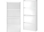 Scarpiera In And Outdoormatch Jess - Con Specchi - Con 4 Ante A Ribalta - 134X63X17 Cm - Bianco - Truciolare