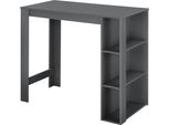 Tavolo Da Bar In And Outdoormatch Marvin - Con 3 Ripiani - 120X60X105,5 Cm - Grigio Scuro - Design Moderno