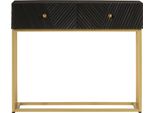 Vidaxl Tavolo Consolle Nero 90X30X76 Cm In Legno Massiccio Di Mango E Ferro