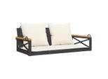 Vidaxl Panca Sospesa Con Cuscini Nero 109X62X40 Cm Poly Rattan