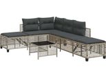 Vidaxl Set Di Divani Angolari Da Giardino A 3 Pezzi Con Cuscini In Polirattan Grigio Chiaro