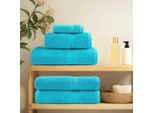Vidaxl Asciugamani Da Doccia Premium Solund 4 Pz. Turchese 70X140 Cm 600 G/M²