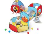 Tenda Da Gioco 5 In 1 Con Tunnel E Canestro Da Basket Per Ragazzi, Ragazze, Neonati E Bambini - Casetta Pop-Up Per Interni Ed Esterni Con Borsa Di Trasporto E Cinghie Di Fissaggio - Regalo Di Compleanno - Rosso, Giallo, Blu.