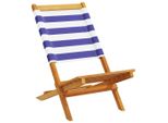 Vidaxl Sedie Da Giardino 2 Pz. Legno Massiccio Di Acacia E Tessuto Blu E Bianco