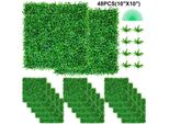 Pianta Artificiale Da Parete 48 Pz. 10X10 Pollici - Schermo Privacy Siepe Artificiale Verde - Pannello Bosso Artificiale Pe - Schermo Privacy Piante Artificiali 25X25 Cm - Parete Decorazione Pianta Muro