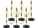 Cono Stradale Barriera Stradale 6 Pezzi - Cono Di Segnalazione 285 X 285 Mm - Cono Stradale Con Catena - Cono Delimitatore - Palo Barriera Stradale - Giallo E Nero - Iniezione Di Acqua E Sabbia