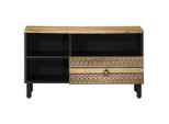 Vidaxl Mobile Tv Nero 80X33,5X46 Cm Legno Di Mango Grezzo