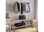 Vidaxl Stendibiancheria Con Ripiani E Rotelle 132X45,5X155,5 Cm Bambù