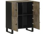 Vidaxl Credenza Nera 60X33X75 Cm In Legno Massiccio Di Mango
