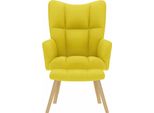 Vidaxl Poltrona Relax Con Sgabello Tessuto Giallo Chiaro