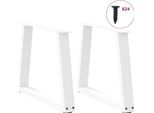 Vidaxl Gambe Del Tavolino A V 2 Pezzi Bianco 70X(42-43,3) Cm Acciaio