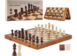 Set Di Scacchi Magnetici In Legno - Set Di Scacchi E Dama 2 In 1 - Scacchiera Pieghevole Per Adulti E Bambini - Regalo Da Viaggio Portatile - Set Di Scacchi Da Torneo Per Professionisti E Principianti
