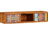 Vidaxl Mobile Tv A Parete Multicolore 100X30X22 Cm In Legno Massiccio Di Acacia