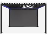 Pergola 3X4M Elettrica In Alluminio Led + Tende 4M, Antracite